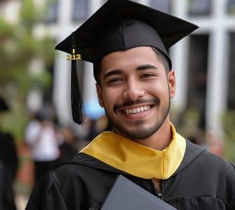 student in cap and gown